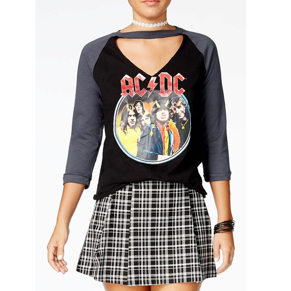 AC/DC Highway to Hell metal rock Choker Raglan Official T-Shirt M NWT - Picture 2 of 4